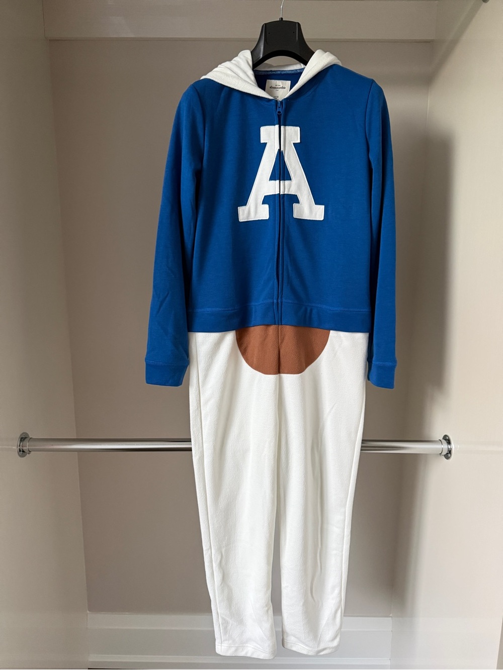 Abercrombie & Fitch Blue and White Hooded Animal Zip Onesie